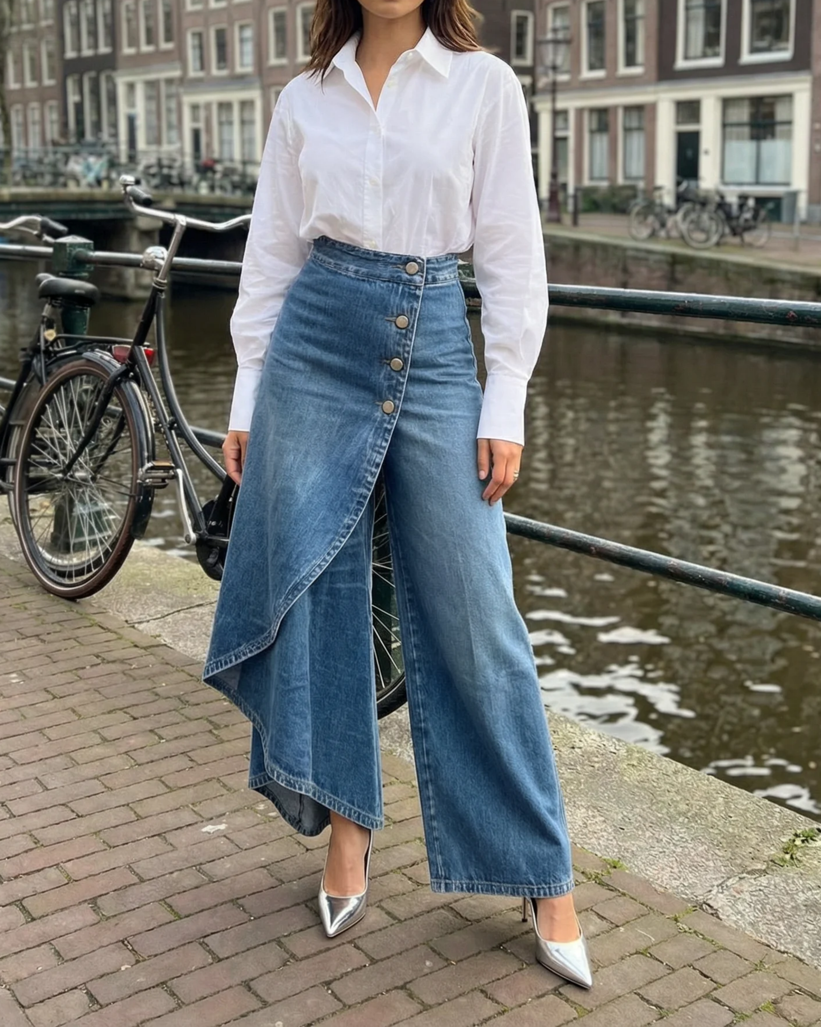Calvra | Denim Wrap Trousers