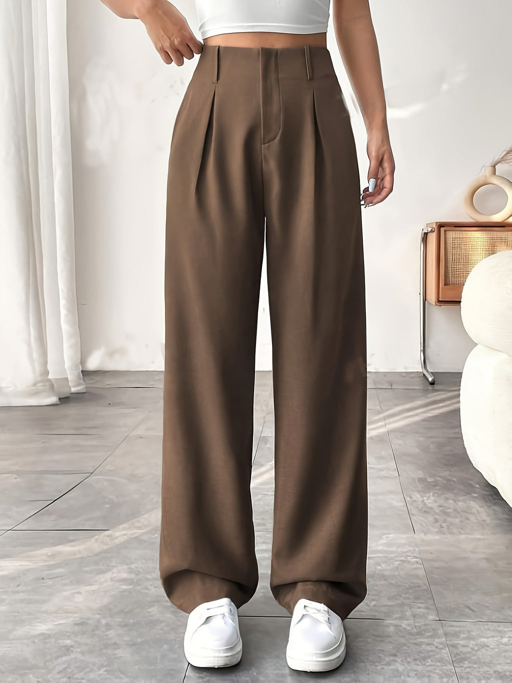 BELISIMA – Elegant Pleated Wide-Leg Office Trouser