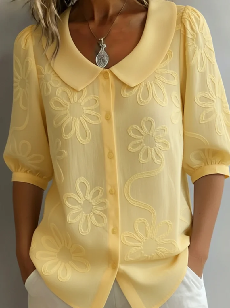 Marie | Elegant Embroidered Floral Blouse