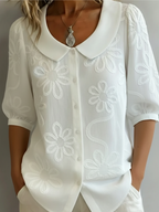 Marie | Elegant Embroidered Floral Blouse