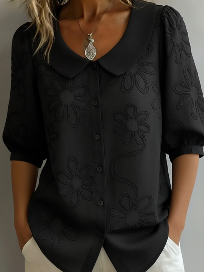 Marie | Elegant Embroidered Floral Blouse