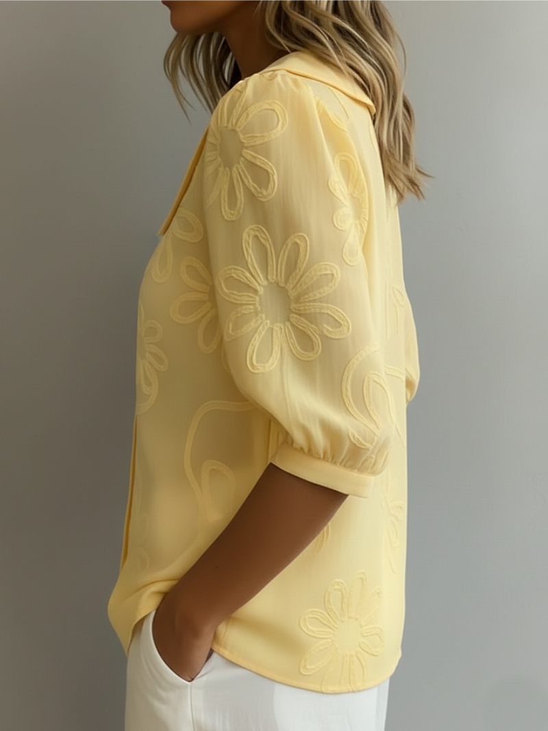 Marie | Elegant Embroidered Floral Blouse