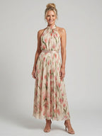 Aurelle | Halter Floral Midi Dress