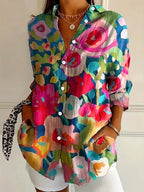 Elegant Long Sleeve With Colorful Pattern Shirt