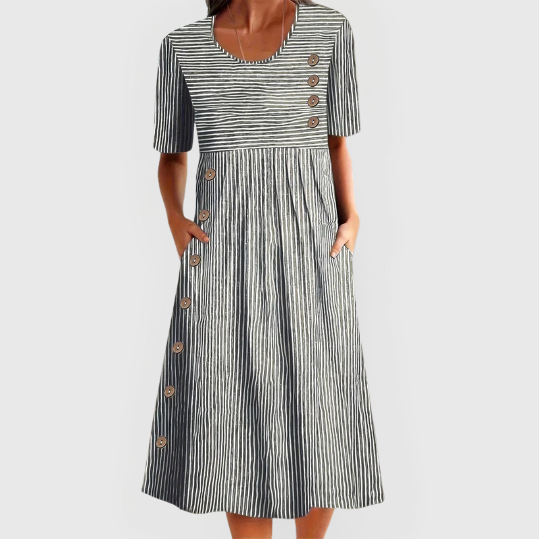 Thea | Robe midi à fines rayures