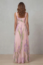 Vivienna – Watercolour floral – Pleated maxi dress