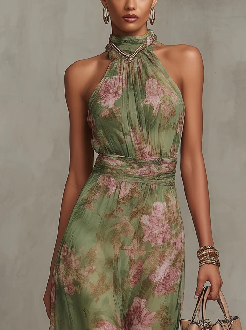 Livie | Floral Halter Maxi Dress