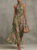 Livie | Floral Halter Maxi Dress
