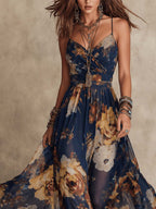 Marnie | Navy Floral Print Maxi Dress
