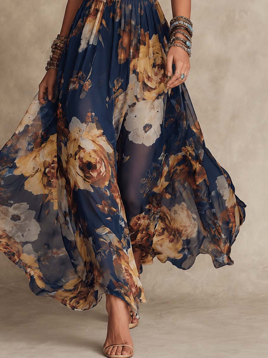 Marnie | Navy Floral Print Maxi Dress