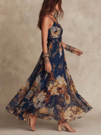 Marnie | Navy Floral Print Maxi Dress