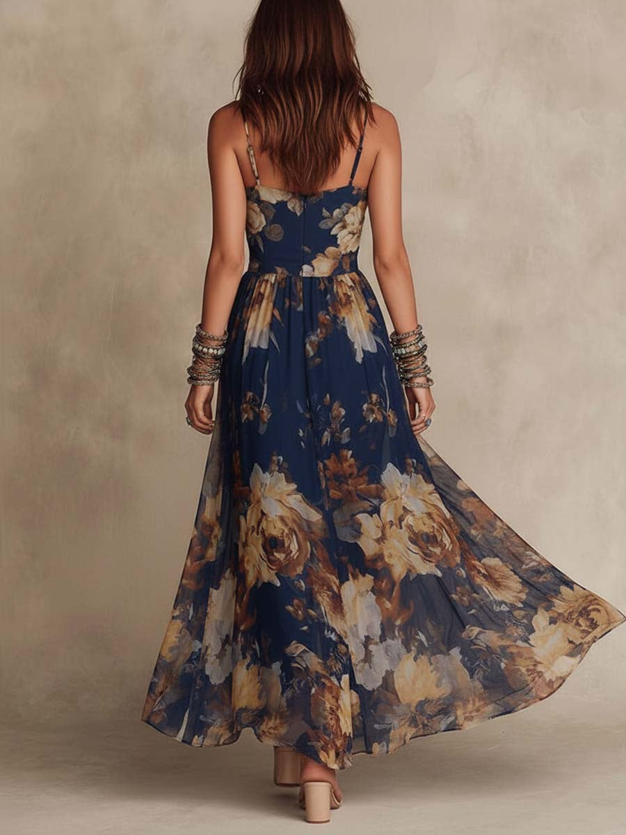 Marnie | Navy Floral Print Maxi Dress