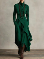 Rosalind | Draped Turtleneck Maxi Dress