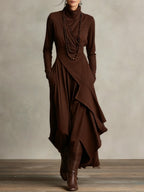 Rosalind | Draped Turtleneck Maxi Dress