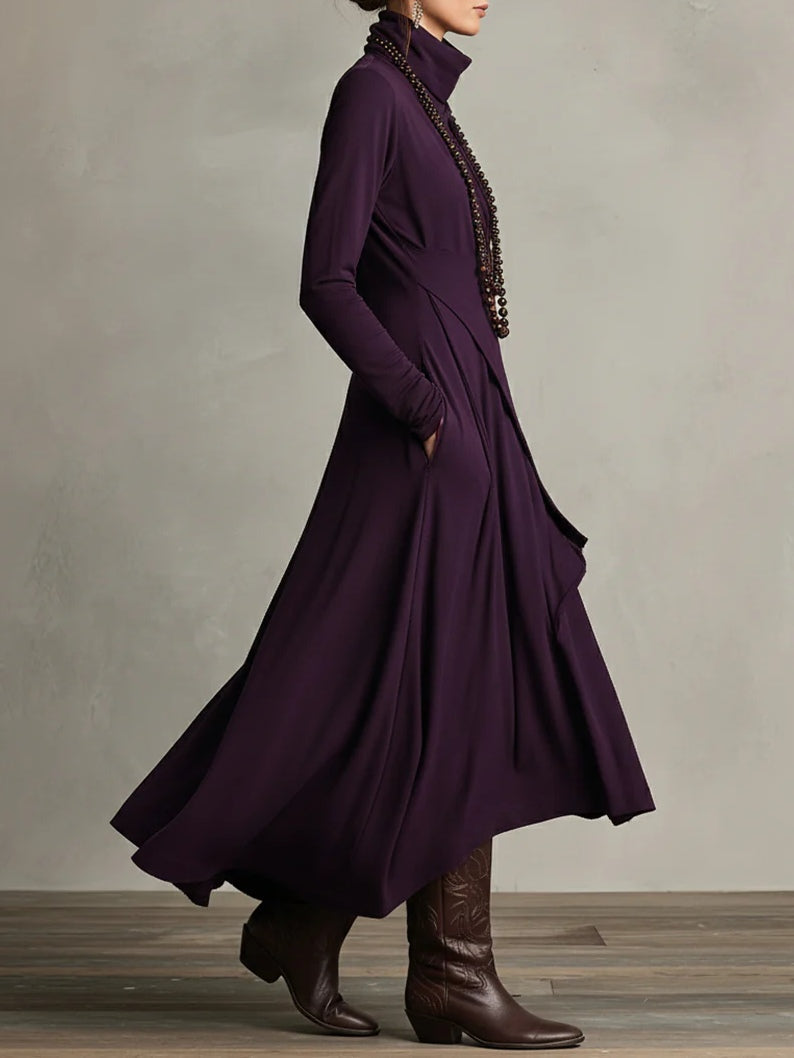 Rosalind | Draped Turtleneck Maxi Dress