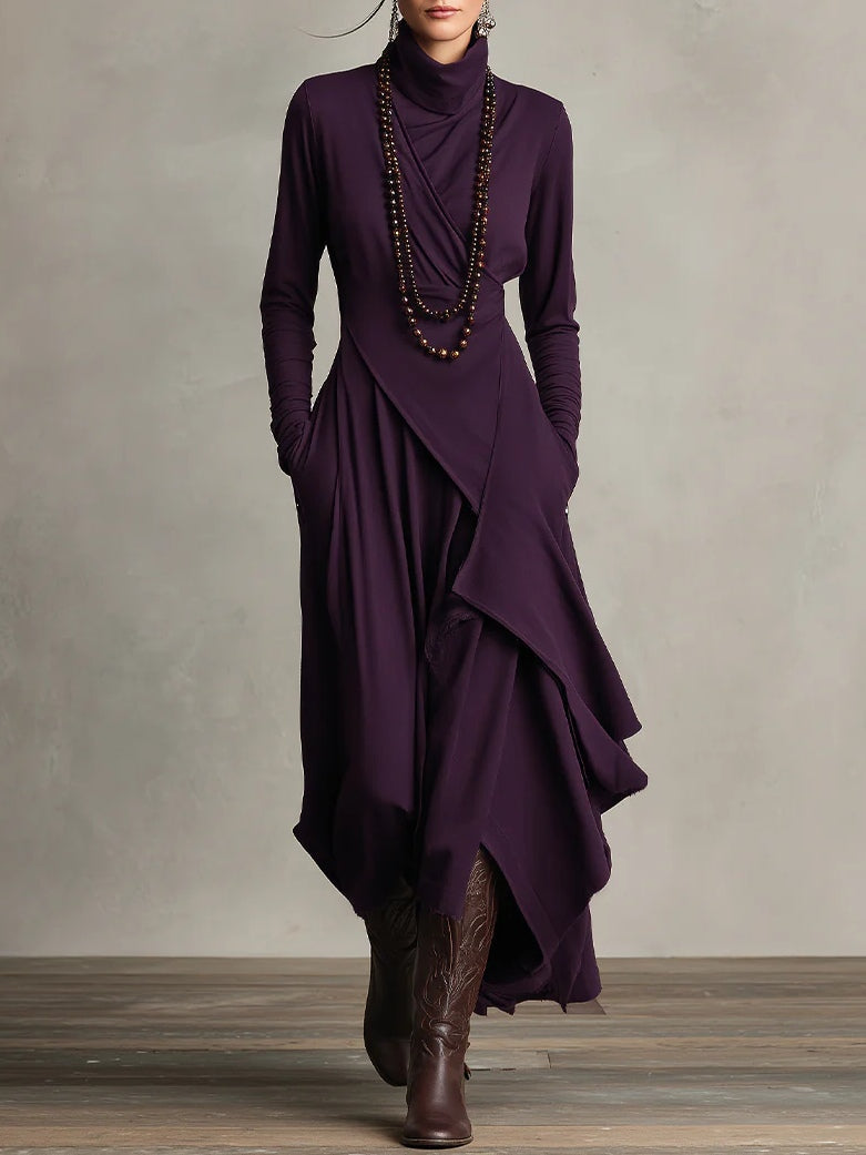 Rosalind | Draped Turtleneck Maxi Dress