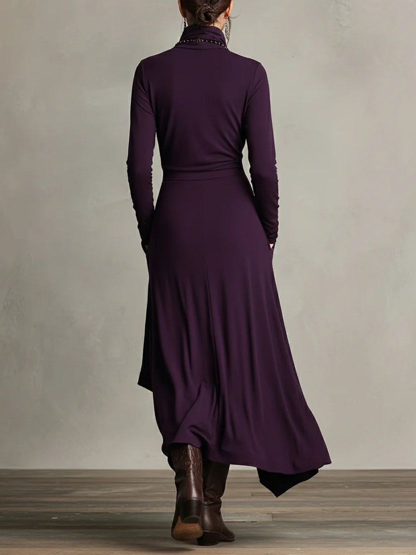Rosalind | Draped Turtleneck Maxi Dress