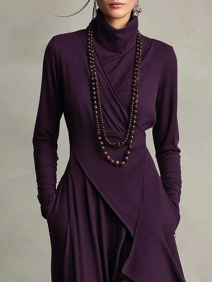 Rosalind | Draped Turtleneck Maxi Dress