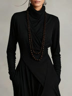 Rosalind | Draped Turtleneck Maxi Dress