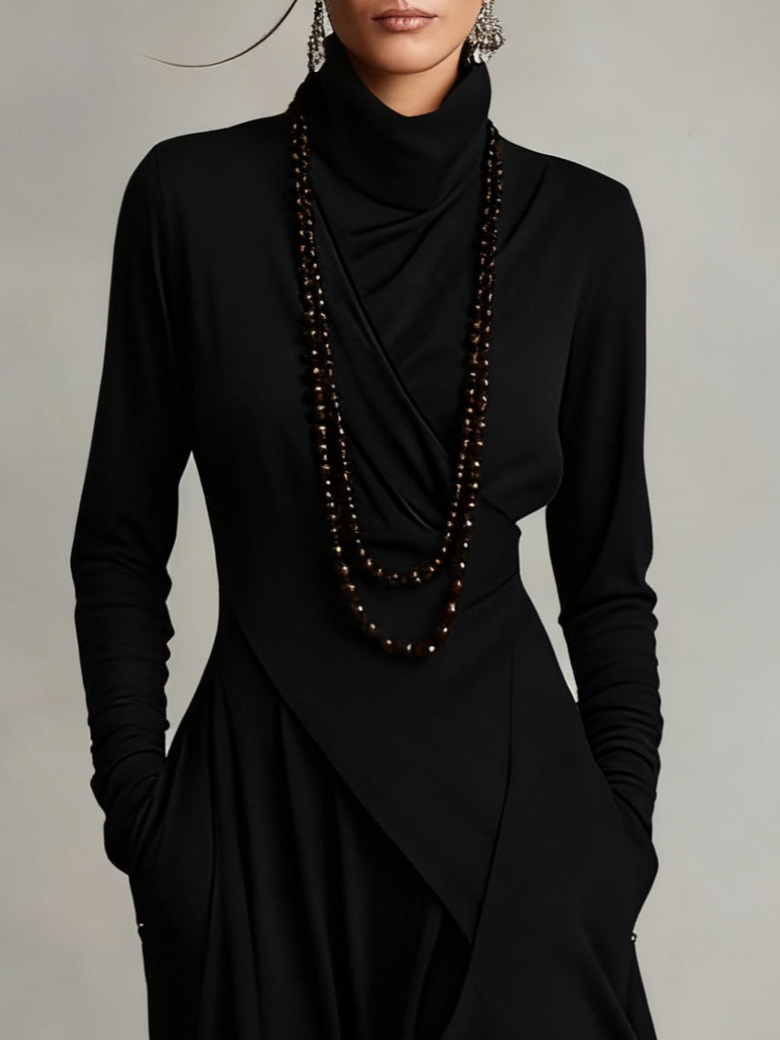 Rosalind | Draped Turtleneck Maxi Dress