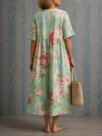 Cynthia | Half Sleeve Floral Midi Dress