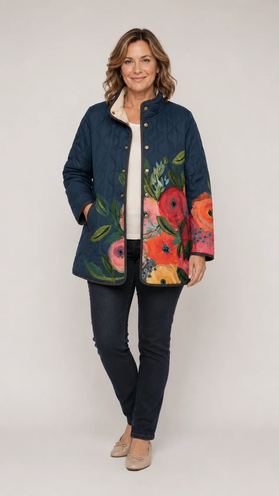 Amaya | Veste matelassée à imprimé floral vintage