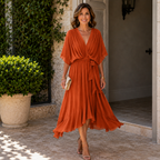 Monica | Elegant V Neck Midi Dress