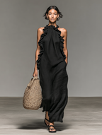 Lua | Ruffle Trim Maxi Dress with Pockets