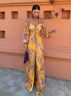 Amara | Golden Floral Maxi Dress