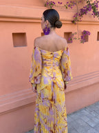 Amara | Golden Floral Maxi Dress