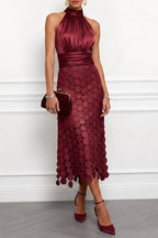 Alva | Textured Halter Occasion Midi Dress