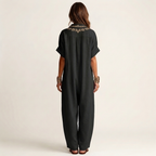 Amarina | Embroidered V-Neck Collar Maxi Dress