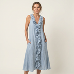 Vicky | Ruffle-Front V-Neck Sleeveless Maxi Dress