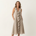 Vicky | Ruffle-Front V-Neck Sleeveless Maxi Dress