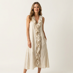 Vicky | Ruffle-Front V-Neck Sleeveless Maxi Dress