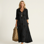 Mariam | Maxi Dress with Tonal Floral Embroidery