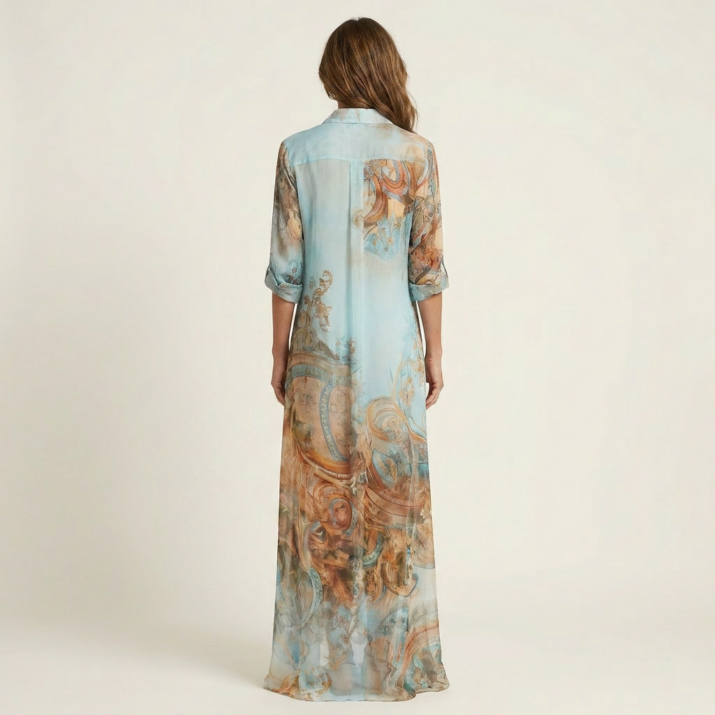 Lanie | Baroque Print Maxi Shirt Dress