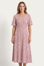 Romy | Soft Print Flared Midi Dress