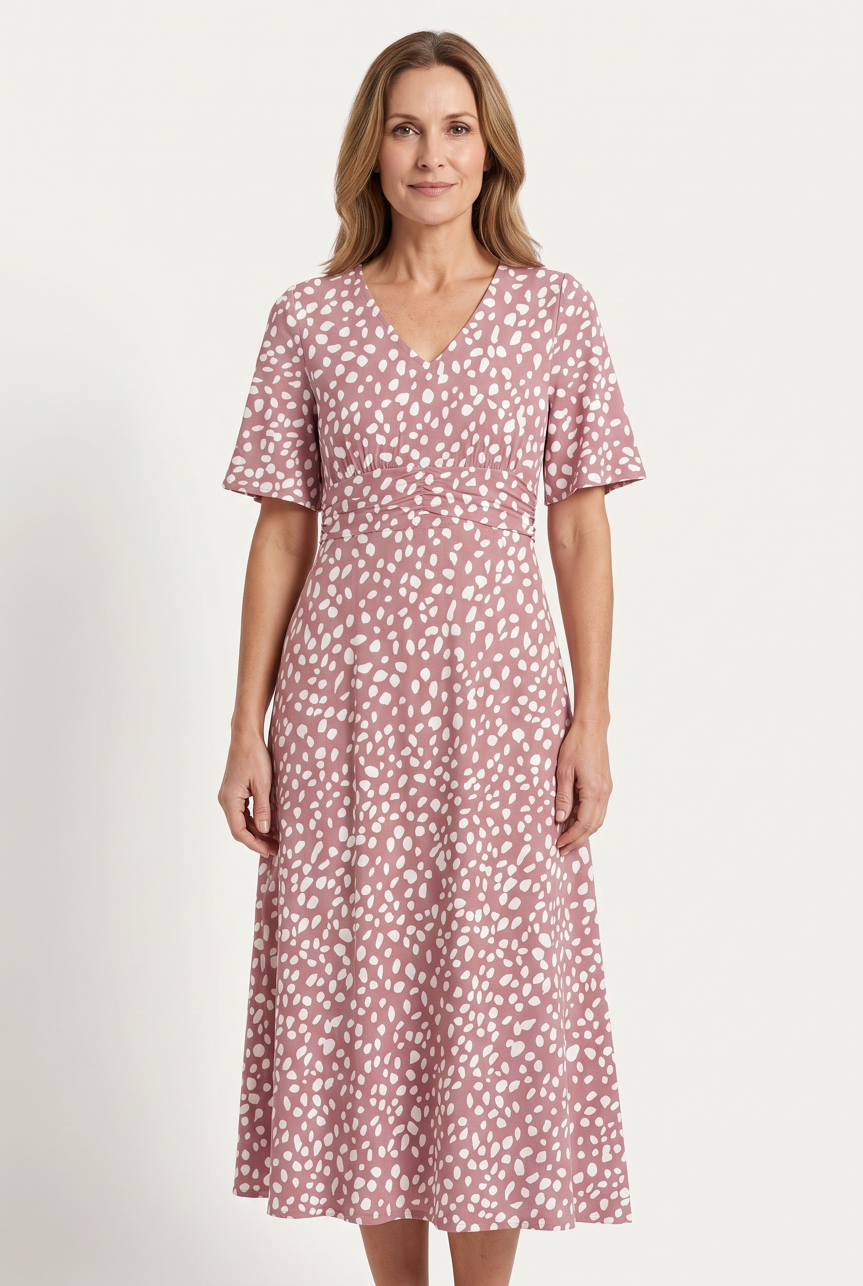 Romy | Soft Print Flared Midi Dress