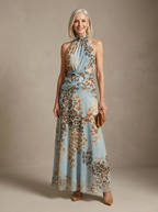 Lene | Leopard Print Halter Maxi Dress