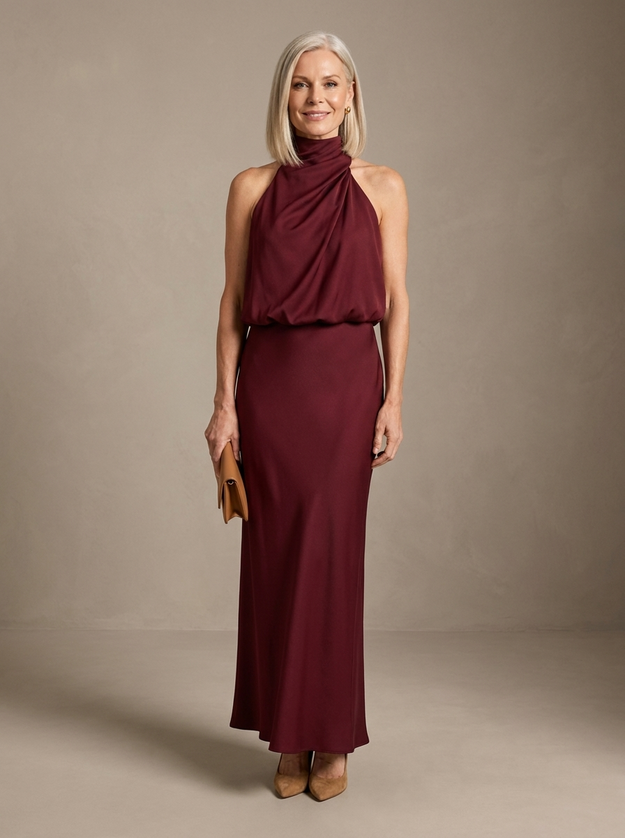 Maren | Draped Neck Midi Dress