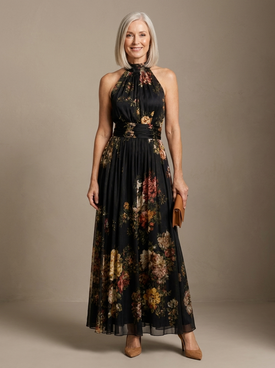 Freja | Floral Halter Midi Dress
