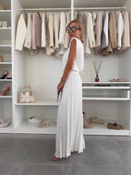 Evelyn Elegant 2-Piece Set | Flowing Top and Pleated Trousers