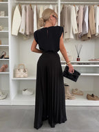 Evelyn Elegant 2-Piece Set | Flowing Top and Pleated Trousers