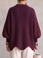 Lisette | Cozy Scalloped Hem Cardigan