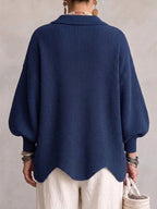 Lisette | Cozy Scalloped Hem Cardigan