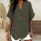 Véronique | Relaxed V-Notch Blouse (Restocked)