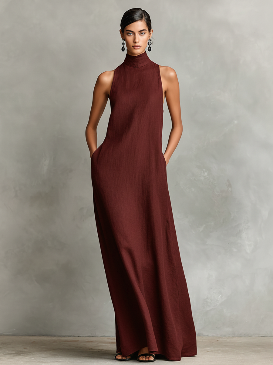 Nerina | Robe longue col roulé douce